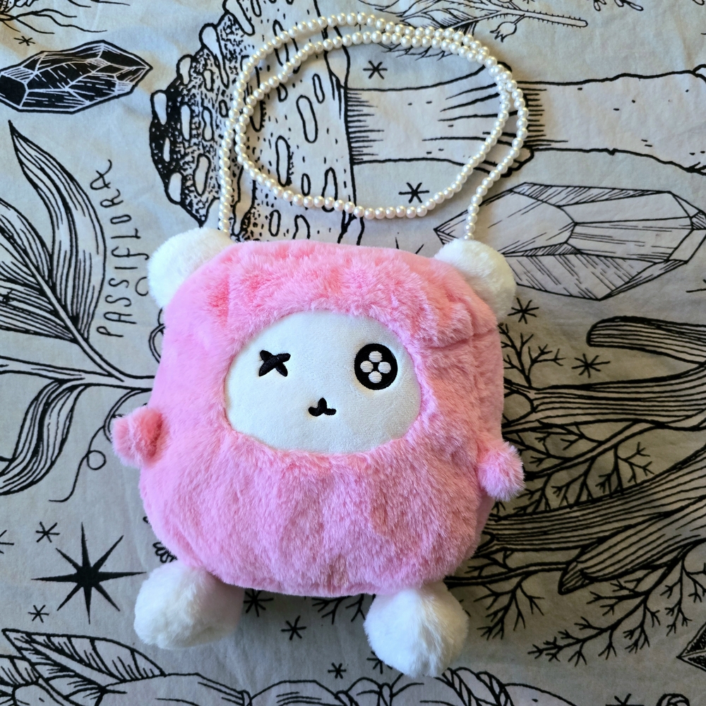 Cute Pink Plush Crossbody Bag